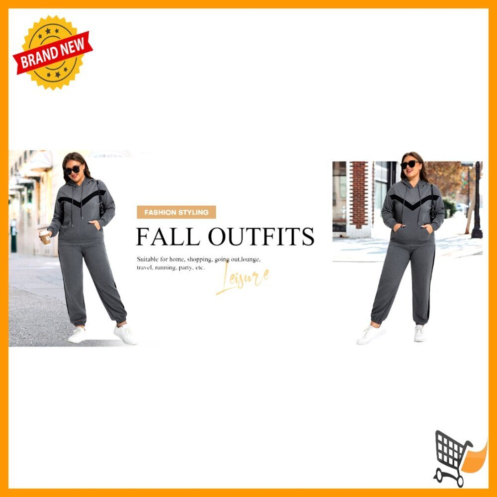 Oversized Lounge Set Soft Stretchy Tracksuit Hoodie Sweatpants Chic Casual - Picture 7 of 7